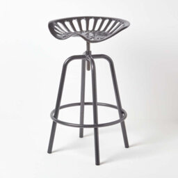 Homescapes Vintage Style Metal Grey Adjustable Tractor Seat Bar Stool - thumbnail 1