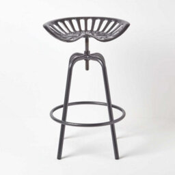 Homescapes Vintage Style Metal Grey Adjustable Tractor Seat Bar Stool - thumbnail 2