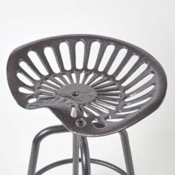 Homescapes Vintage Style Metal Grey Adjustable Tractor Seat Bar Stool - thumbnail 3