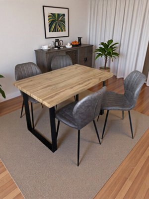 Outdoor Living (NW) Ltd Colorado Dining Table With 4 Grey Jaydn Leather Chairs - image 1