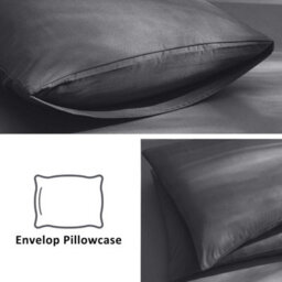 Aspire Homeware Plain Duvet Cover Set Soft Microfibre, Grey, Single (L)200Cm X (W)135Cm - thumbnail 4