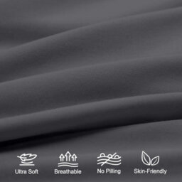 Aspire Homeware Plain Duvet Cover Set Soft Microfibre, Grey, Single (L)200Cm X (W)135Cm - thumbnail 3
