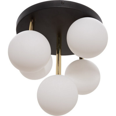Luminosa Lighting Luminosa Ali Cluster Globe Ceiling Light, Black, Gold, 5X G9