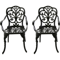 Centurion Supports Bangui Black 2-Large Garden And Patio Chairs With Armrests In Cast Aluminium - thumbnail 2