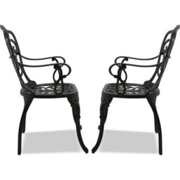 Centurion Supports Bangui Black 2-Large Garden And Patio Chairs With Armrests In Cast Aluminium - thumbnail 5