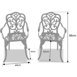 Centurion Supports Bangui Black 2-Large Garden And Patio Chairs With Armrests In Cast Aluminium - thumbnail 6