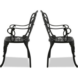 Centurion Supports Bangui Black 2-Large Garden And Patio Chairs With Armrests In Cast Aluminium - thumbnail 4