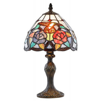 Happy Homewares Humming Bird Tiffany Lamp With Colourful Stained Glass Shade - image 1