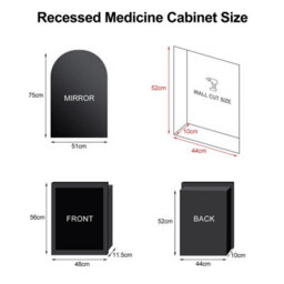 Keepreaper Sleek Metal Framed Arch Bathroom Mirror Cabinet Brushed Gold 51X76 Wall Mounted Bathroom Cabinet - thumbnail 8