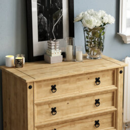 Lassic Vida Designs Corona Rustic 5 Drawer Chest Mexican Solid Waxed Pine (H)900mm (W)800mm (D)410mm - thumbnail 4