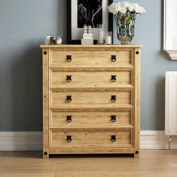 Lassic Vida Designs Corona Rustic 5 Drawer Chest Mexican Solid Waxed Pine (H)900mm (W)800mm (D)410mm - thumbnail 3