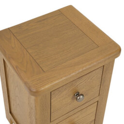 The Furniture Market Cotswold Rustic Smoked Oak Slim Bedside Table, Narrow 2 Drawer Nightstand, Solid Oak Frame, Bedroom Storage, Dovetail Drawers - thumbnail 5
