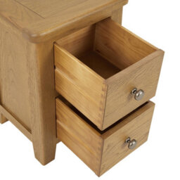 The Furniture Market Cotswold Rustic Smoked Oak Slim Bedside Table, Narrow 2 Drawer Nightstand, Solid Oak Frame, Bedroom Storage, Dovetail Drawers - thumbnail 6
