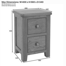The Furniture Market Cotswold Rustic Smoked Oak Slim Bedside Table, Narrow 2 Drawer Nightstand, Solid Oak Frame, Bedroom Storage, Dovetail Drawers - thumbnail 8