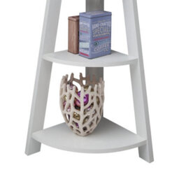 5-Tier White Corner Ladder Bookcase, Open Wall Shelving Storage - thumbnail 4