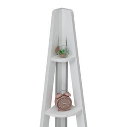 5-Tier White Corner Ladder Bookcase, Open Wall Shelving Storage - thumbnail 3