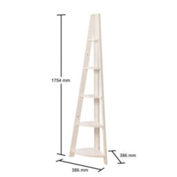5-Tier White Corner Ladder Bookcase, Open Wall Shelving Storage - thumbnail 2