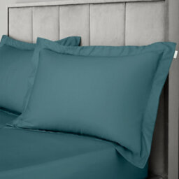 Bianca 400 Thread Count Cotton Sateen Oxford Pillowcase Pair Teal Green - thumbnail 2