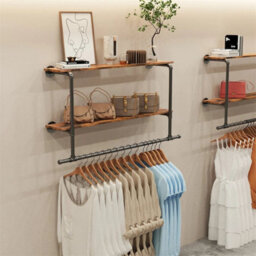 Black+Dark Brown 2 In 1 Industrial Pipe Clothes Rail - thumbnail 5