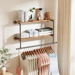 Black+Dark Brown 2 In 1 Industrial Pipe Clothes Rail - thumbnail 3