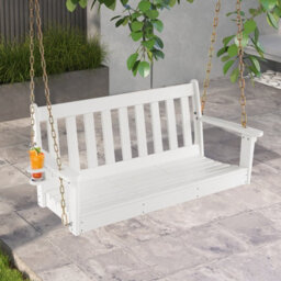 Costway 2 Person Hdpe Porch Swing Outdoor Patio Hanging Chair W/ Adjustable Chain - thumbnail 4