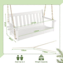 Costway 2 Person Hdpe Porch Swing Outdoor Patio Hanging Chair W/ Adjustable Chain - thumbnail 2