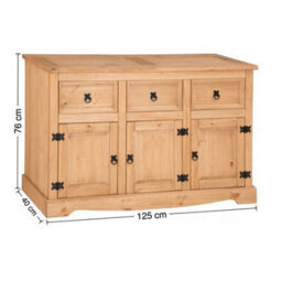 Mercers Furniture Corona 3 Door 3 Drawer Dresser Sideboard Open Kitchen Storage Solid Pine With Mexican Styling - thumbnail 5