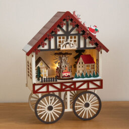 Samuel Alexander 27Cm Light Up Wooden Christmas Carriage Musical Scene With Leds - thumbnail 1