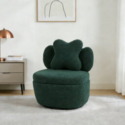 Teddy Boucle Swivel Accent Chair Occasional Chair With Cushion For Bedroom Nursery (W)66Cm (D)69Cm (H)69Cm - Green - thumbnail 6