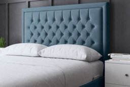 DS Living Allegra Upholstered Blue Panel Bed With Headboard King - thumbnail 2