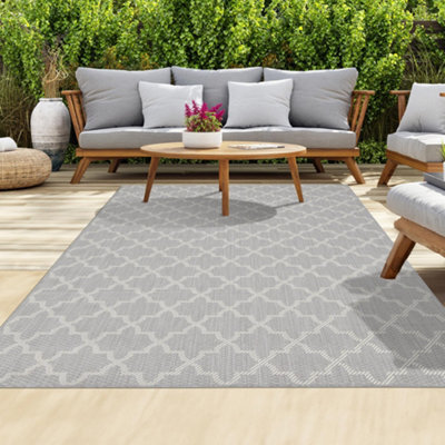 Homeart Outdoor Rugs Easy Cleaning Area Rugs For Balcony,garden,picnic,uv Weather Resistant Grey Cream, 80 X 150 Cm - image 1