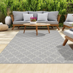 Homeart Outdoor Rugs Easy Cleaning Area Rugs For Balcony,garden,picnic,uv Weather Resistant  Grey Cream, 80 X 150 Cm