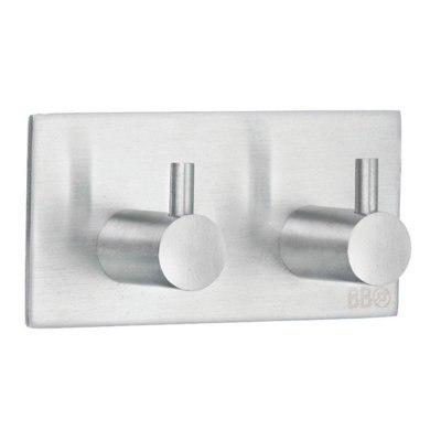 Beslagsboden - Design Double Towel Hook In Brushed Stainless Steel Self-Adhesive