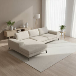 Abakus Direct Venice Chenille Corner Sofa In Cream Left Facing With Deep Seats And Extra-Wide Padded Arms - thumbnail 2