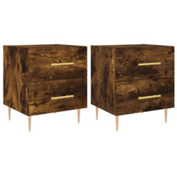 Berkfield Modern Bedside Cabinets 2 Pcs Smoked Oak 40X35X47.5 Cm Engineered Wood - thumbnail 1