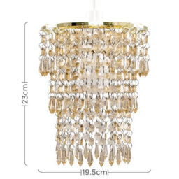 Valuelights 3 Tier Gold Acrylic Bead Droplet Ceiling Lamp Shade - thumbnail 4
