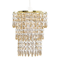 Valuelights 3 Tier Gold Acrylic Bead Droplet Ceiling Lamp Shade