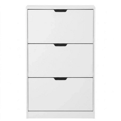 White Designs 3-Drawer Bedroom Hallway Shoe Cabinet Storage - image 1