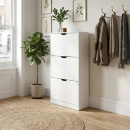 White Designs 3-Drawer Bedroom Hallway Shoe Cabinet Storage - thumbnail 3