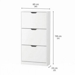 White Designs 3-Drawer Bedroom Hallway Shoe Cabinet Storage - thumbnail 2
