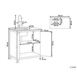 Beliani Outdoor Kitchen Cabinet With Sink Venosa Acacia Wood Brown/ Silver - thumbnail 3