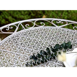 Glamhaus Garden Bistro Set 3 Piece Outdoor Metal Foldable Patio Balcony Furniture - Monaco Antique Grey - thumbnail 4
