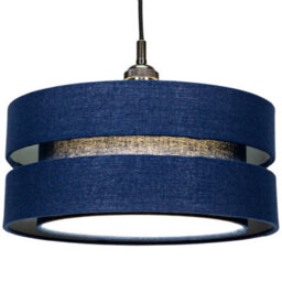 Happy Homewares Modern 14 Midnight Blue Linen Fabric Triple Tier Ceiling Pendant Lamp Shade