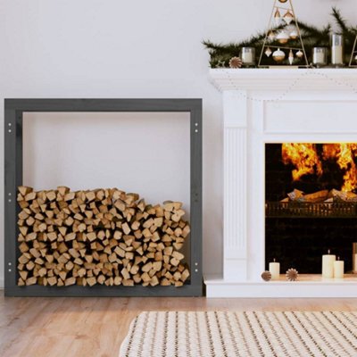 Walplus Firewood Rack Grey 100X25X100 Cm Solid Wood Pine - image 1