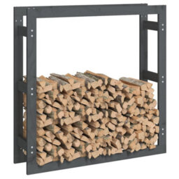 Walplus Firewood Rack Grey 100X25X100 Cm Solid Wood Pine - thumbnail 4