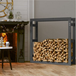Walplus Firewood Rack Grey 100X25X100 Cm Solid Wood Pine - thumbnail 3