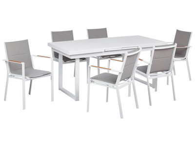 Beliani Garden Dining Set 6 Seater Valcanetto/busseto Metal Grey - image 1