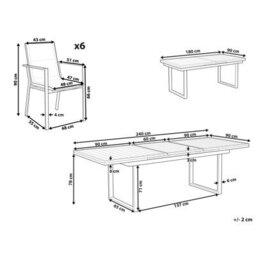 Beliani Garden Dining Set 6 Seater Valcanetto/busseto Metal Grey - thumbnail 3