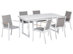 Beliani Garden Dining Set 6 Seater Valcanetto/busseto Metal Grey - thumbnail 1