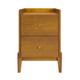 Wooden Mid Century Tall 2 Drawer Bedside Table - thumbnail 4